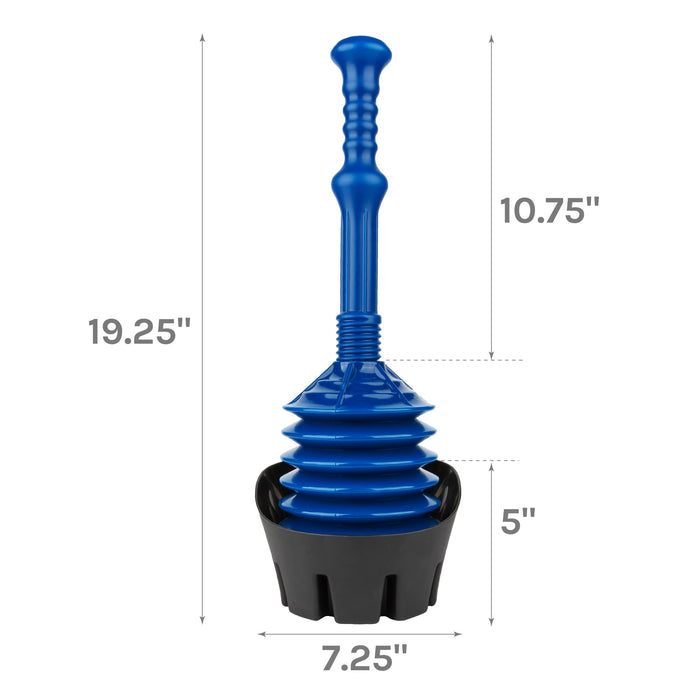 Utility-Sink.com Antimicrobial Bellows Accordion Toilet Plunger with Black Storage Tray (Blue) - Alternate View