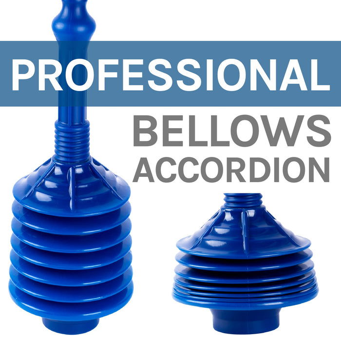 Utility-Sink.com Antimicrobial Bellows Accordion Toilet Plunger with Black Storage Tray (Blue) - Product Image 5
