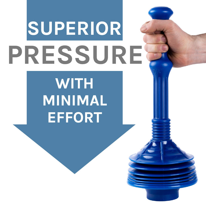 Utility-Sink.com Antimicrobial Bellows Accordion Toilet Plunger with Black Storage Tray (Blue) - Product Image 6