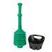 Utility-Sink.com Antimicrobial Bellows Accordion Toilet Plunger with Black Storage Tray (Green) - Main Product Image