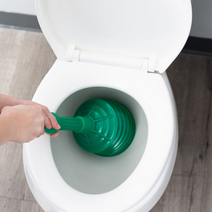 Utility-Sink.com Antimicrobial Bellows Accordion Toilet Plunger with Black Storage Tray (Green) - Detail View 3