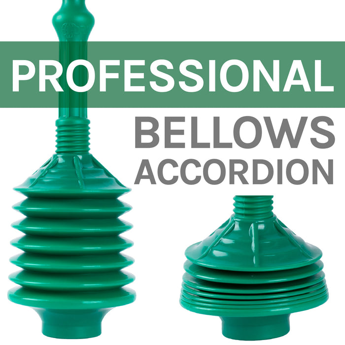 Utility-Sink.com Antimicrobial Bellows Accordion Toilet Plunger with Black Storage Tray (Green) - Product Image 5