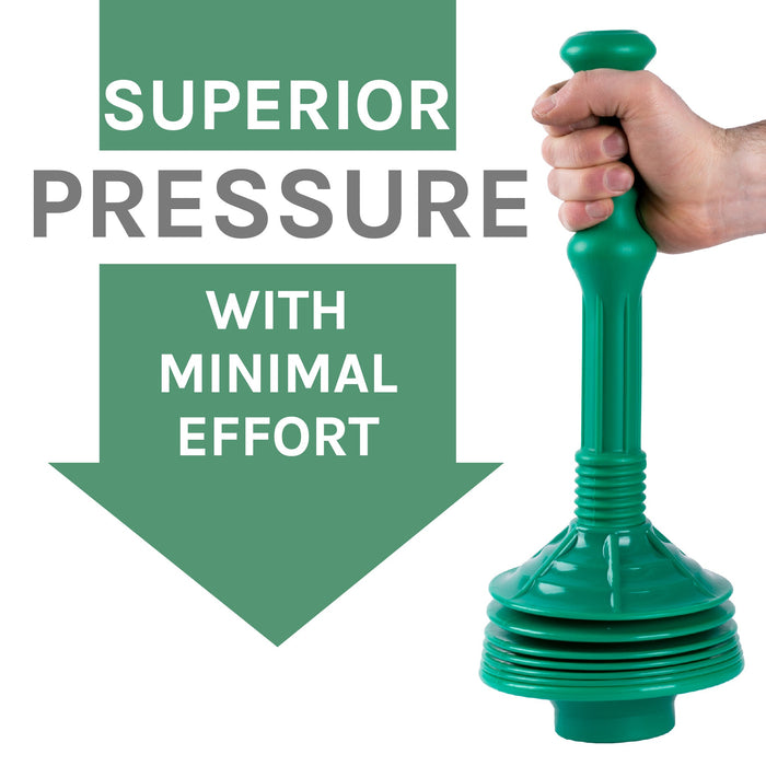 Utility-Sink.com Antimicrobial Bellows Accordion Toilet Plunger with Black Storage Tray (Green) - Product Image 6