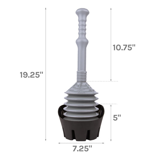 Utility-Sink.com Antimicrobial Bellows Accordion Toilet Plunger with Black Storage Tray (Grey) - Alternate View