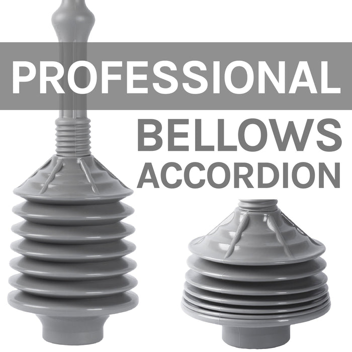 Utility-Sink.com Antimicrobial Bellows Accordion Toilet Plunger with Black Storage Tray (Grey) - Product Image 5