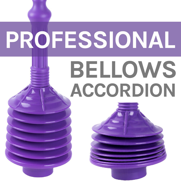 Utility-Sink.com Antimicrobial Bellows Accordion Toilet Plunger with Black Storage Tray (Purple) - Product Image 5