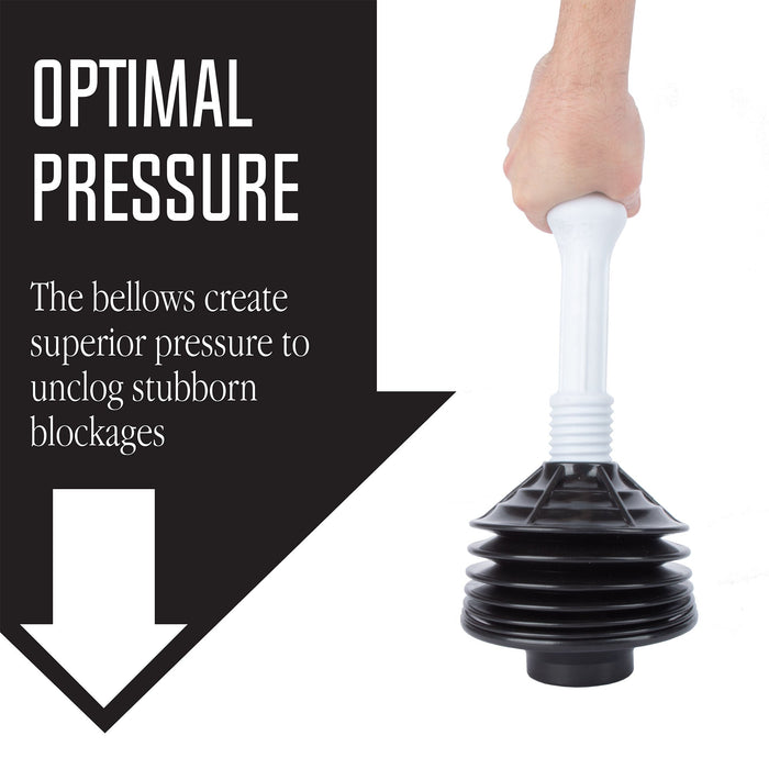Utility-Sink.com Bellows Accordion Toilet Plunger (Black and White) - Detail View 2