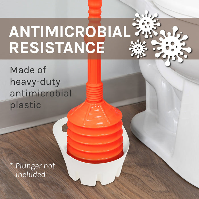 Utility-Sink.com Antimicrobial Universal Drip Tray for Toilet Plunger (White) - Detail View 2