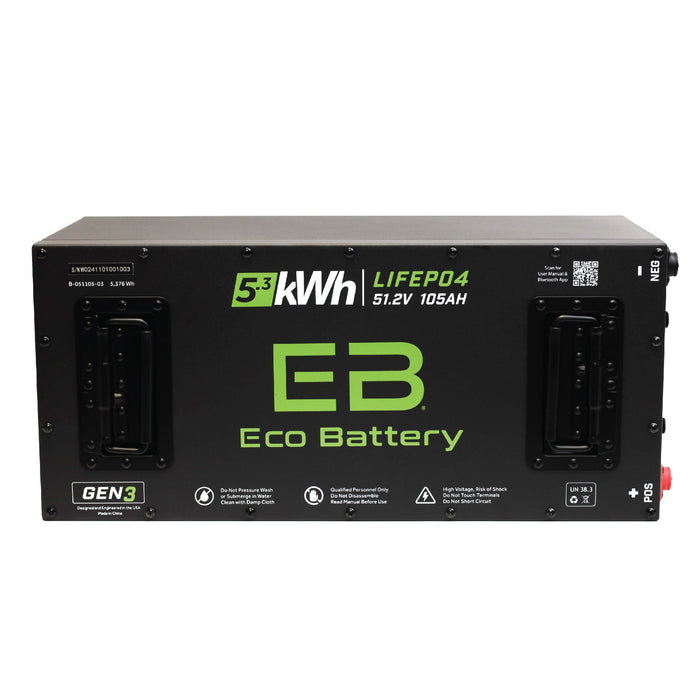 Eco Battery 51V 105Ah Skinny LiFePO4 golf cart battery bundle for EZGO TXT Samsung Gen2