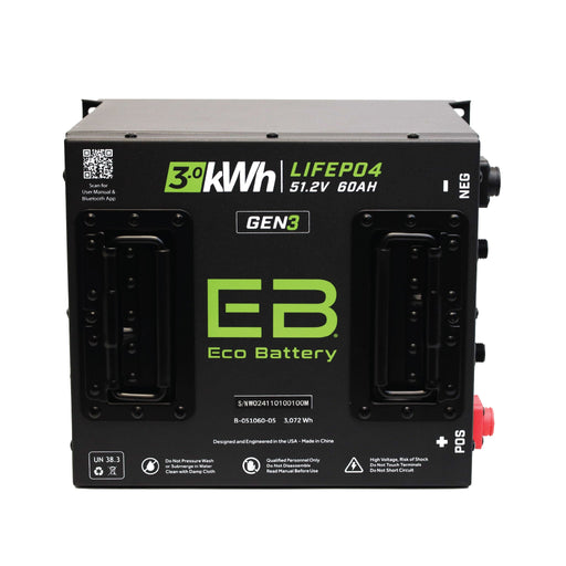 48V 60Ah LiFePO4 Battery Bundle / Club Car DS - angle view
