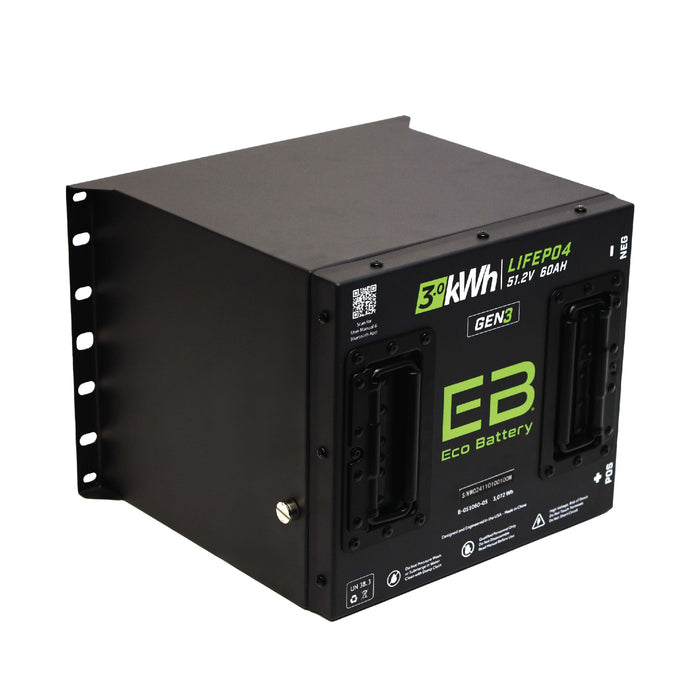 48V 60Ah LiFePO4 Battery - side view