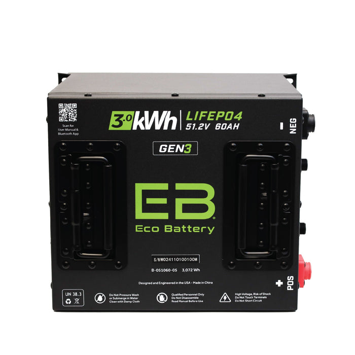 48V 60Ah LiFePO4 Battery Bundle - angle view