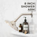 Utility-Sink.com 8 in. Stainless Steel Shower Head Extension Arm with Flange (Brushed Nickel Finish) - Product Image 5