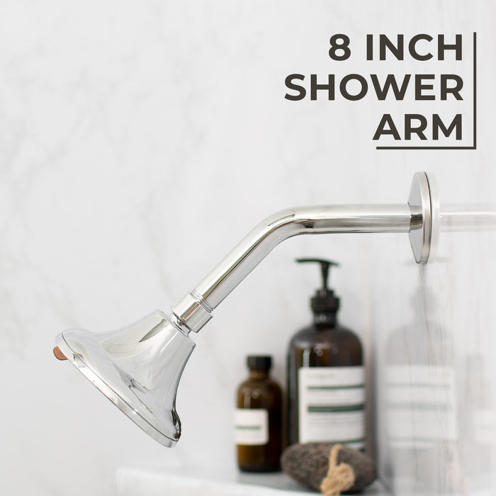 Utility-Sink.com 8 in. Stainless Steel Shower Head Extension Arm with Flange (Chrome Finish) - Product Image 5