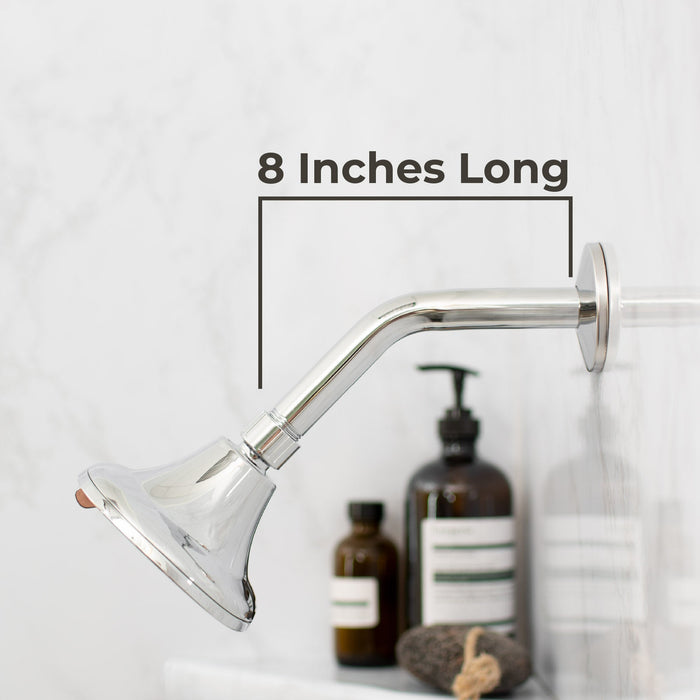 Utility-Sink.com 8 in. Stainless Steel Shower Head Extension Arm with Flange (Chrome Finish) - Alternate View