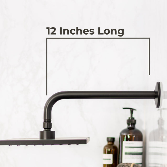 Utility-Sink.com 12 in. L-Shaped Shower Head Extension Arm (Black Finish) - Alternate View