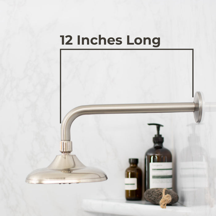 Utility-Sink.com 12 in. L-Shaped Shower Head Extension Arm (Brushed Nickel Finish) - Alternate View