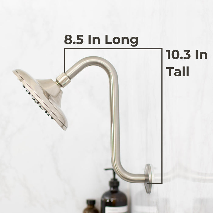 Utility-Sink.com 10.5 in. S-Shaped Stainless Steel Shower Head Extension Arm (Brushed Nickel Finish) - Alternate View