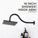 Utility-Sink.com 16 in. High-Arc Hook Shower Head Extension Arm (Black Finish) - Detail View 2