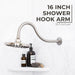 Utility-Sink.com 16 in. High-Arc Hook Shower Head Extension Arm (Brushed Nickel Finish) - Product Image 5