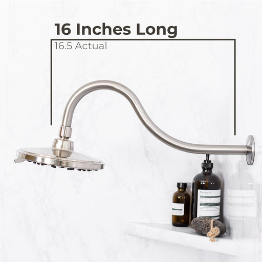 Utility-Sink.com 16 in. High-Arc Hook Shower Head Extension Arm (Brushed Nickel Finish) - Alternate View