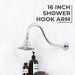 Utility-Sink.com 16 in. High-Arc Hook Shower Head Extension Arm (Chrome Finish) - Product Image 9