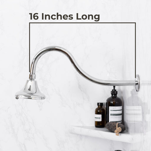 Utility-Sink.com 16 in. High-Arc Hook Shower Head Extension Arm (Chrome Finish) - Alternate View