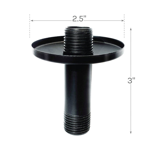 Utility-Sink.com 3 in. Shower Arm for Ceiling-Mounted Rainfall Showerhead (Black Finish) - Alternate View