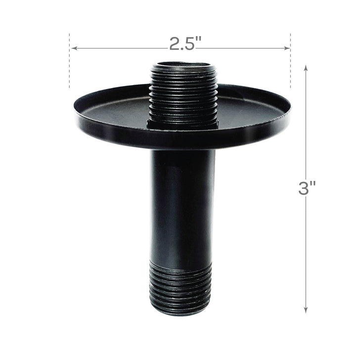 Utility-Sink.com 3 in. Shower Arm for Ceiling-Mounted Rainfall Showerhead (Black Finish) - Alternate View