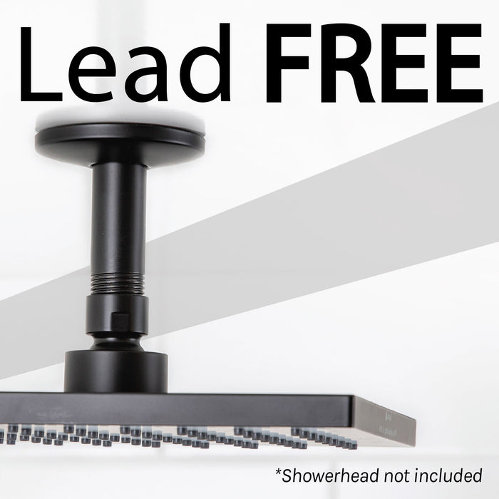 Utility-Sink.com 3 in. Shower Arm for Ceiling-Mounted Rainfall Showerhead (Black Finish) - Detail View 3
