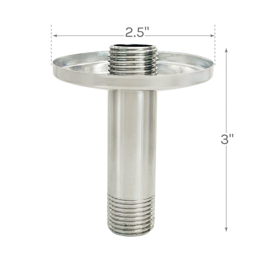 Utility-Sink.com 3 in. Shower Arm for Ceiling-Mounted Rainfall Showerhead (Brushed Nickel Finish) - Alternate View