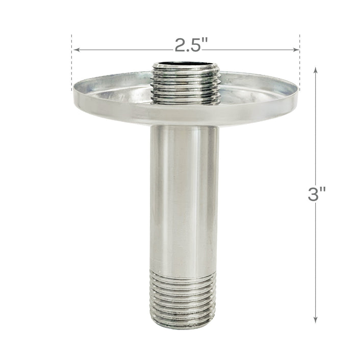 Utility-Sink.com 3 in. Shower Arm for Ceiling-Mounted Rainfall Showerhead (Brushed Nickel Finish) - Alternate View