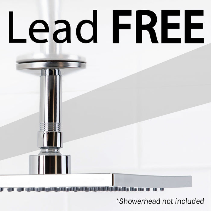 Utility-Sink.com 3 in. Shower Arm for Ceiling-Mounted Rainfall Showerhead (Chrome Finish) - Detail View 3