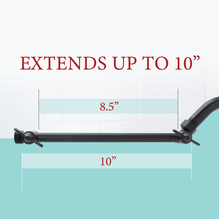 Utility-Sink.com 10 in. Solid Brass Shower Head Extension Arm (Black Finish) - Alternate View