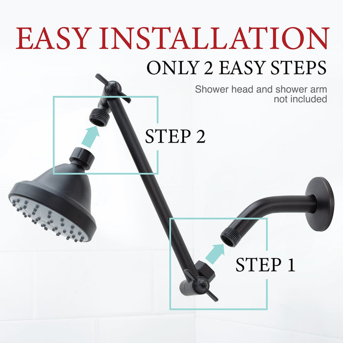 Utility-Sink.com 10 in. Solid Brass Shower Head Extension Arm (Black Finish) - Detail View 2