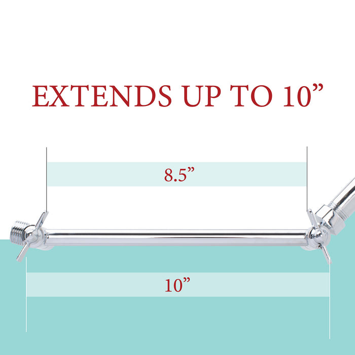 Utility-Sink.com 10 in. Solid Brass Shower Head Extension Arm (Chrome Finish) - Alternate View
