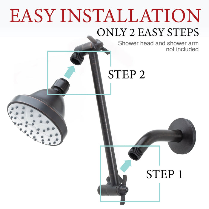 Utility-Sink.com 10 in. Solid Brass Shower Head Extension Arm (Oil-Rubbed Bronze Finish) - Detail View 2