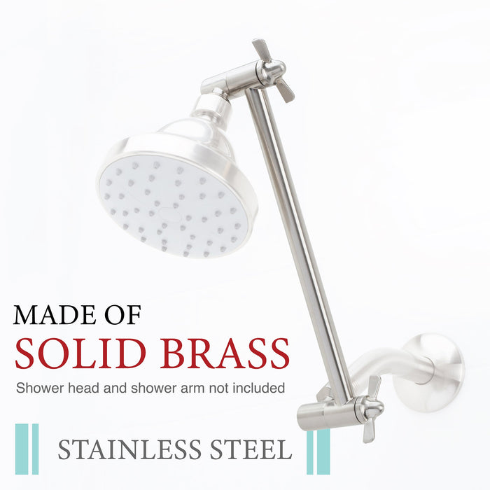 Utility-Sink.com 10 in. Solid Brass Shower Head Extension Arm (Stainless Steel Finish) - Detail View 3