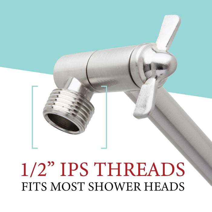 Utility-Sink.com 10 in. Solid Brass Shower Head Extension Arm (Stainless Steel Finish) - Product Image 5