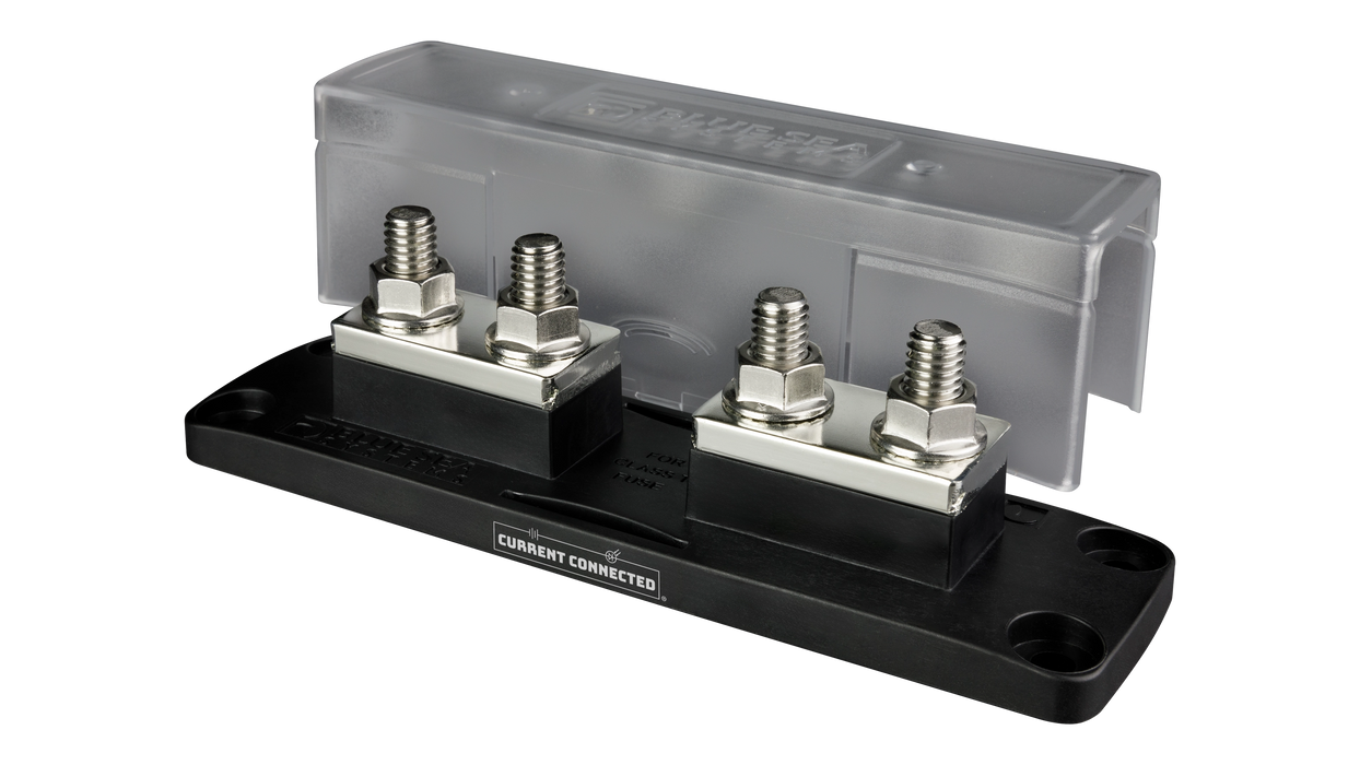 Blue Sea Systems Class-T Fuse Block, Fits 225A-400A Class-T Fuses, Up to 160Vdc, M10 Terminal Studs, for Residential or Mobile Energy Systems - Urban Supply Inc