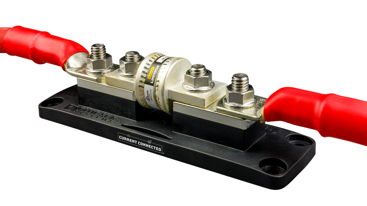 Blue Sea Systems Class-T Fuse Block, Fits 225A-400A Class-T Fuses, Up to 160Vdc, M10 Terminal Studs, for Residential or Mobile Energy Systems - Urban Supply Inc