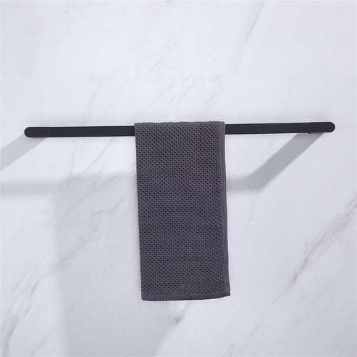 wonderland shower inc Luxurious 4-Piece Brass Matte Black Bathroom Hardware Set: Towel Bar... Shower Accessory - Side View