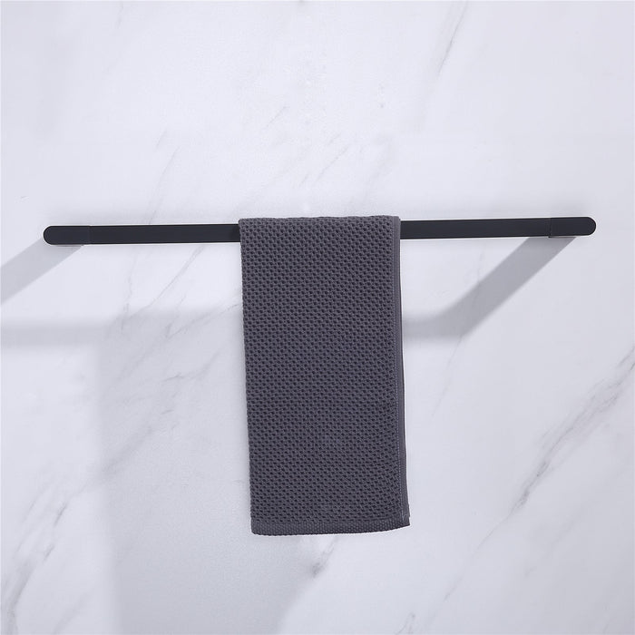 wonderland shower inc Luxurious 4-Piece Brass Matte Black Bathroom Hardware Set: Towel Bar... Shower Accessory - Side View