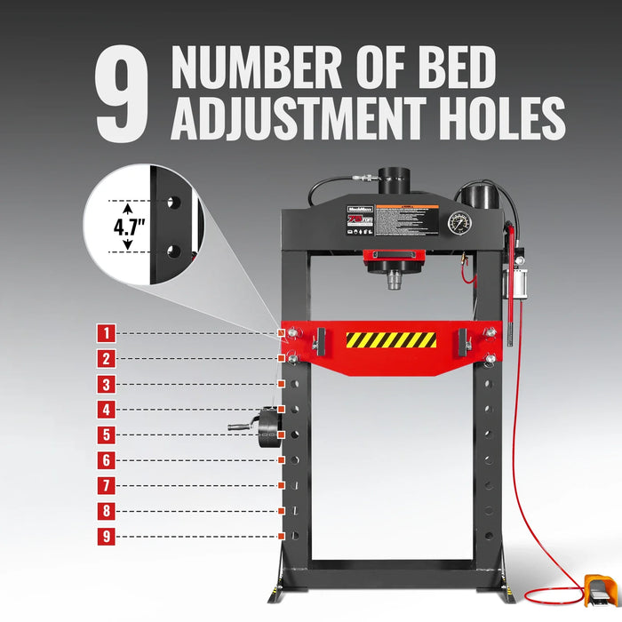 75 Ton H-Frame Air/Hydraulic Shop Press with Hand Winch,  Fully Welded — lifestyle view