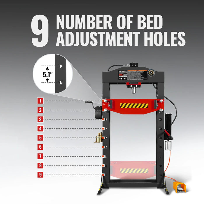 50 Ton H-Frame Air/Hydraulic Shop Press with Hand Winch & Press Pin Ki — lifestyle view