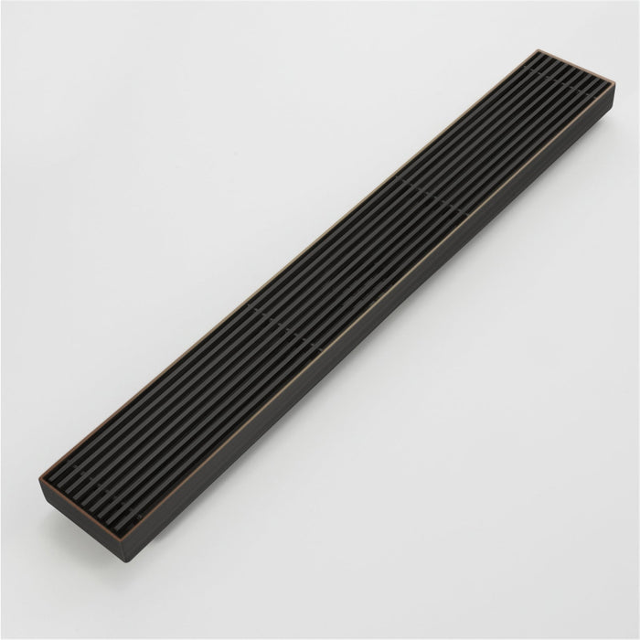 wonderland shower inc Oil Rubber Bronze Linear shower drain stainless steel material 24 inch with tile insert... - Close-Up