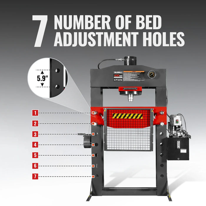 100 Ton H-Frame Electric Hydraulic Shop Press with Hand Winch,  110V M — lifestyle view