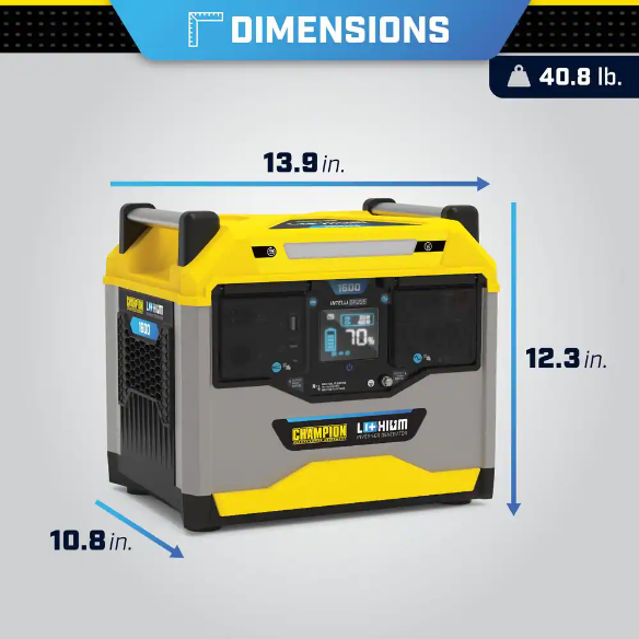 Champion 100594 1600/3200-Watt Portable Lithium-Ion Battery Solar Generator New - Lifestyle View