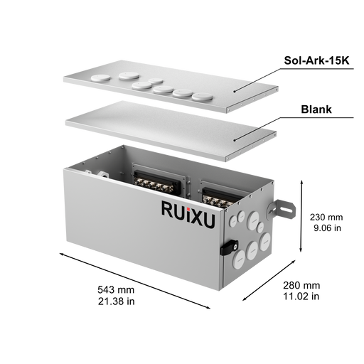 RUiXU conduit box for Lithi2-16 battery and inverter wiring - view 2
