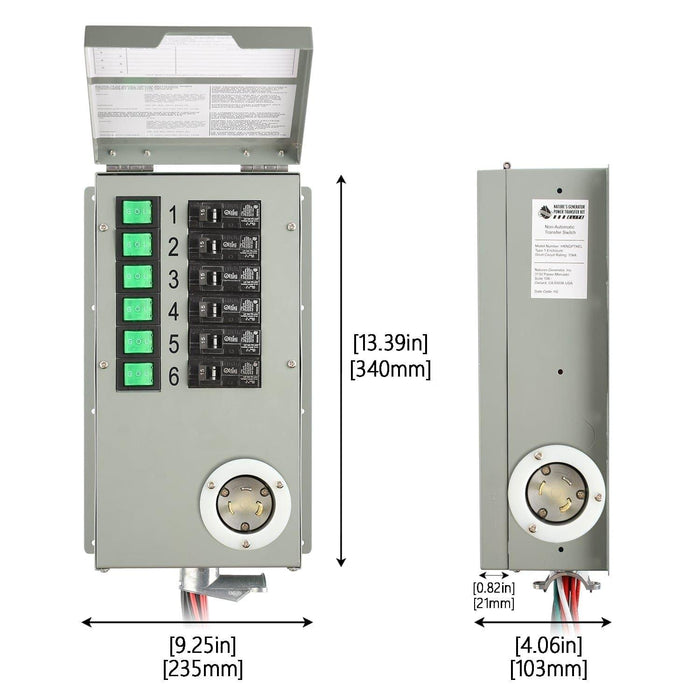 120V 30A 6-Circuit Non-Automatic Transfer Switch